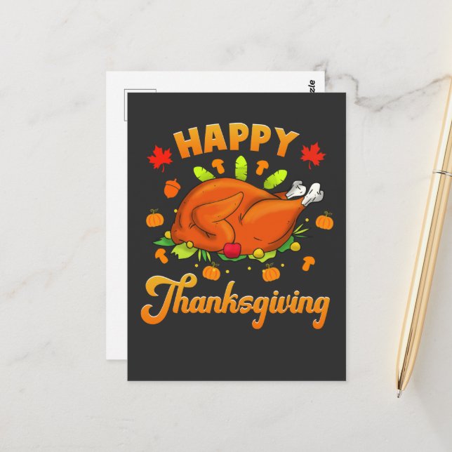 Happy Thanksgiving Postkarte (Vorderseite/Rückseite Beispiel)