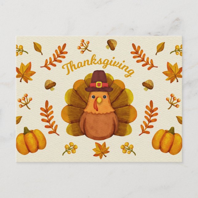 Happy Thanksgiving Postkarte (Vorderseite)