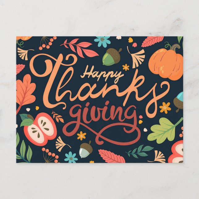 Happy Thanksgiving Postkarte (Vorderseite)