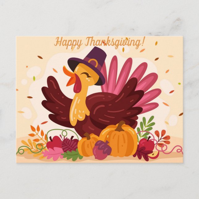 Happy Thanksgiving Postkarte (Vorderseite)