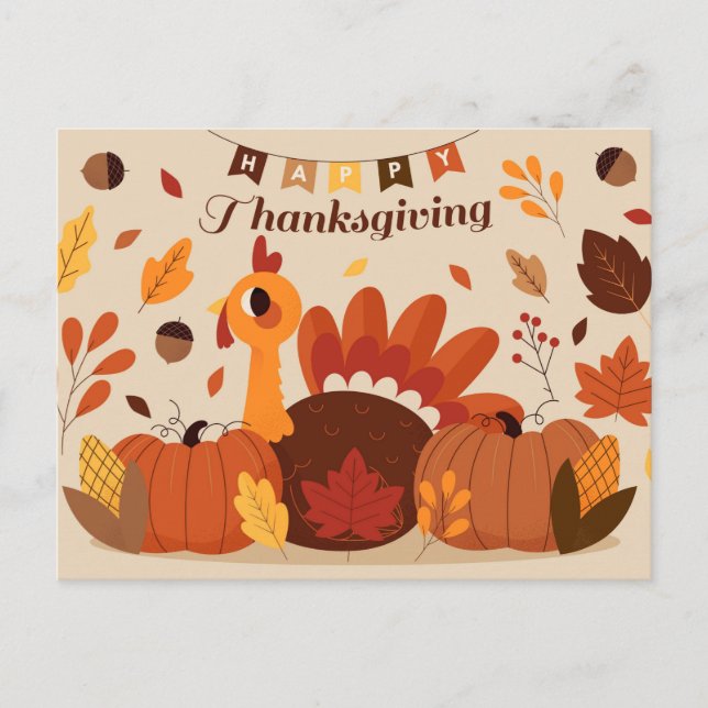 Happy Thanksgiving Postkarte (Vorderseite)