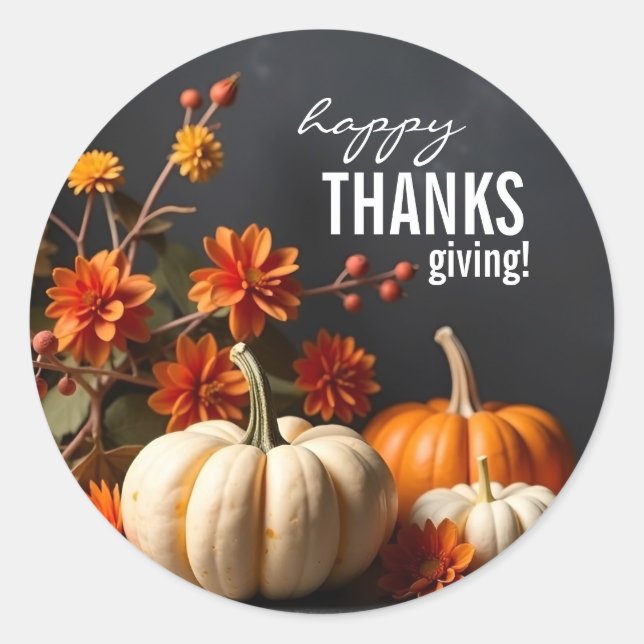 Happy Thanksgiving Pumpkin Blume Sticker (Vorderseite)