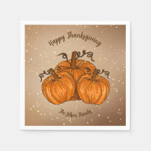 Happy Thanksgiving Pumpkin Glitzer Paper Napkin
