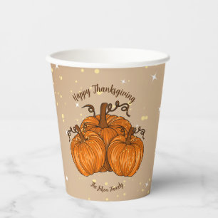 Happy Thanksgiving Pumpkin Glitzer Pappbecher