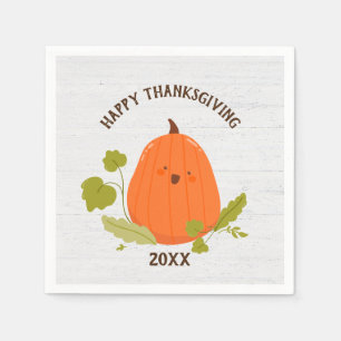 Happy Thanksgiving Pumpkin Paper Plate Serviette