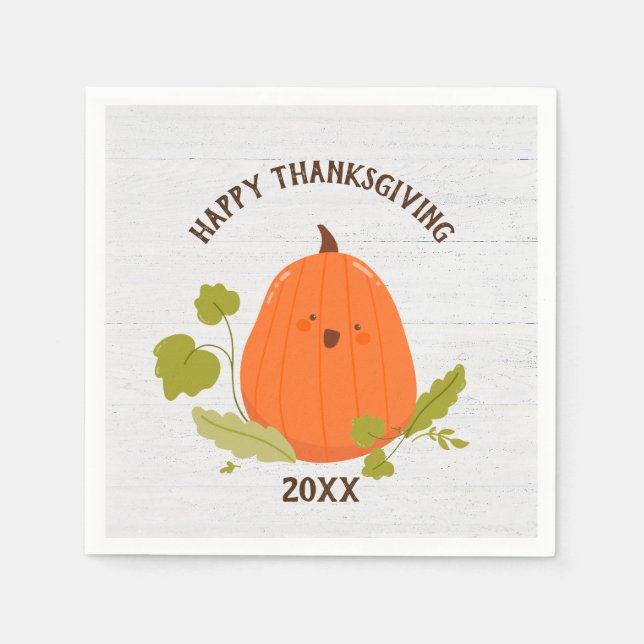 Happy Thanksgiving Pumpkin Paper Plate Serviette (Vorderseite)