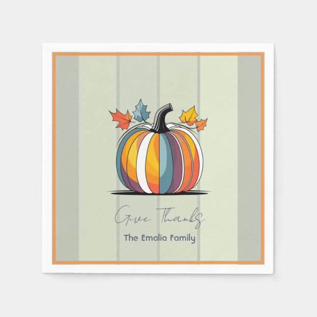 Happy Thanksgiving Pumpkin Paper Serviette (Vorderseite)