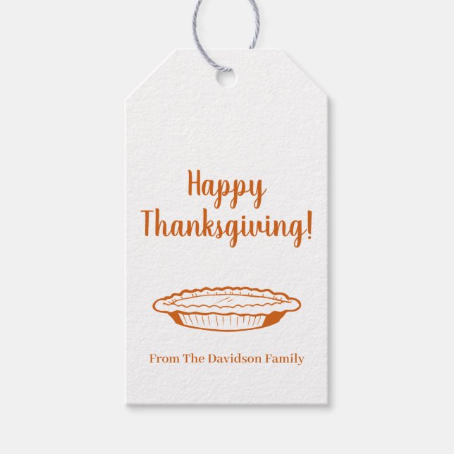 Happy Thanksgiving pumpkin pie custom name favor Geschenkanhänger (Vorderseite)