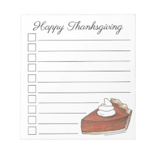 Happy Thanksgiving Pumpkin Pie Slice Checklist Notizblock