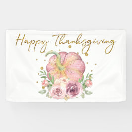 Happy Thanksgiving Pumpkin Pink und Glitzer Banner
