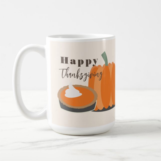 Happy Thanksgiving Pumpkin und Pumpkin Pie Kaffeetasse (Links)