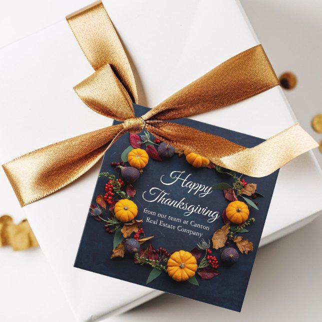 Happy Thanksgiving Pumpkin Wreath Custom Business Geschenkanhänger (Von Creator hochgeladen)