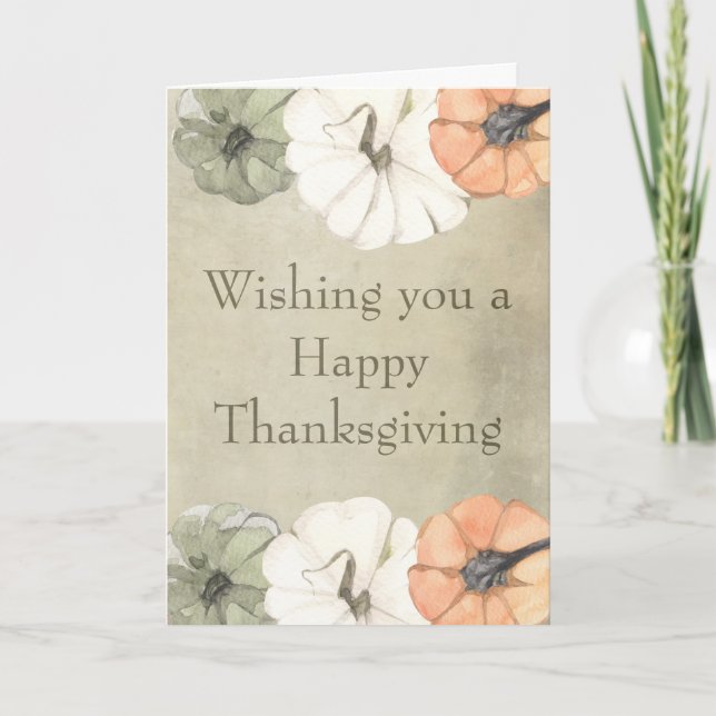 Happy Thanksgiving Pumpkins Custom Message Karte (Vorderseite)