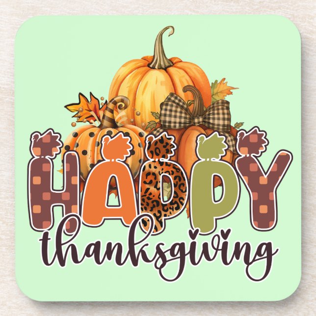 Happy Thanksgiving Pumpkins Getränkeuntersetzer (Vorderseite)