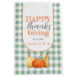 Happy Thanksgiving Pumpkins Mittlere Geschenktüte