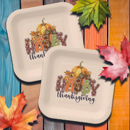 Happy Thanksgiving Pumpkins Pappteller