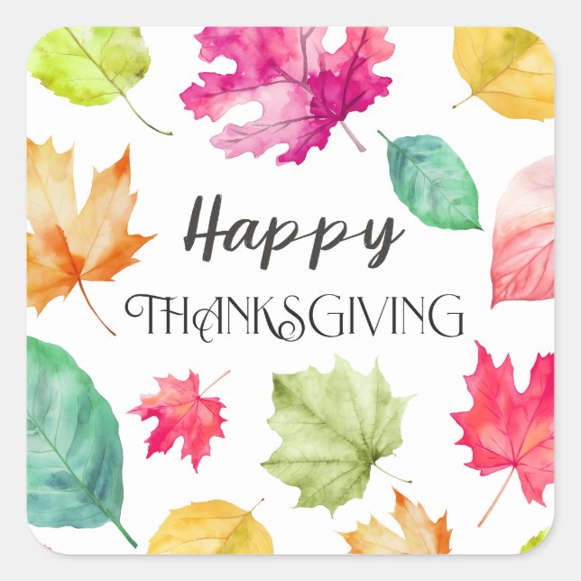 Happy Thanksgiving Quadratischer Aufkleber (Vorderseite)