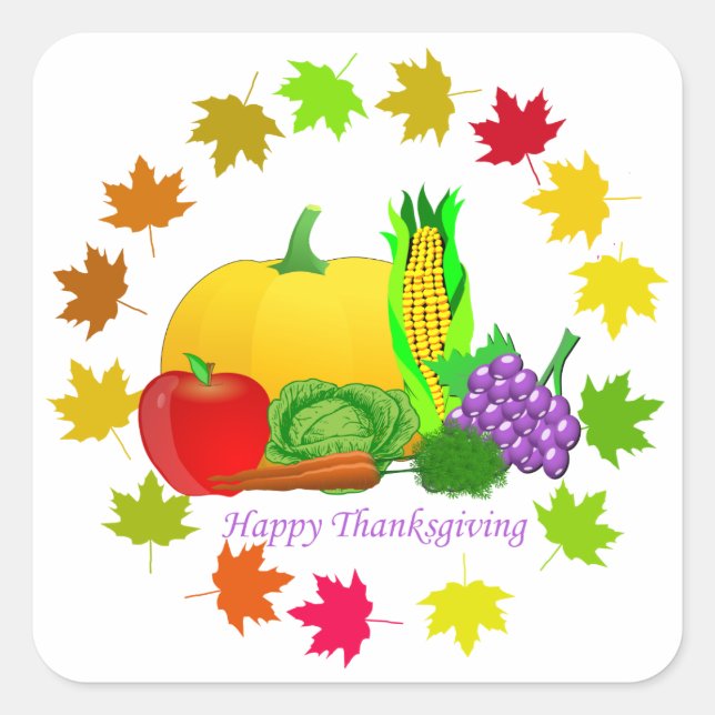 Happy Thanksgiving Quadratischer Aufkleber (Vorderseite)