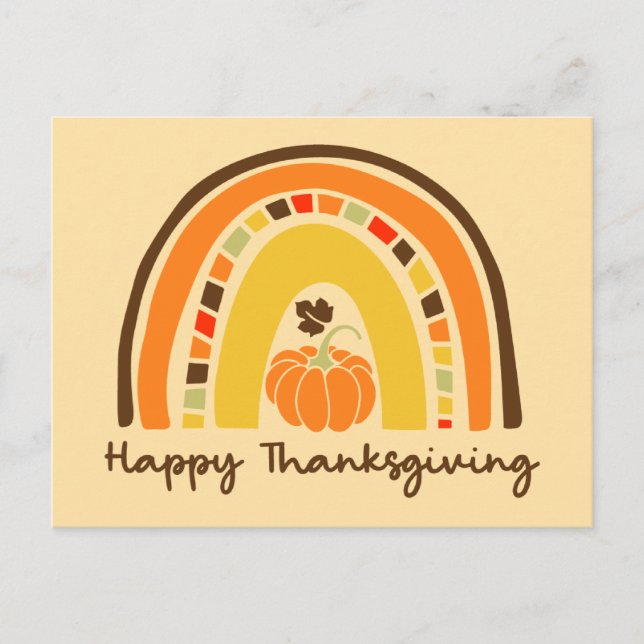 Happy Thanksgiving Rainbow Postcard Postkarte (Vorderseite)