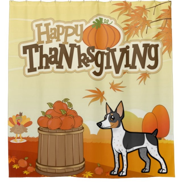 Happy Thanksgiving Rat Terrier Duschvorhang (Vorderseite)