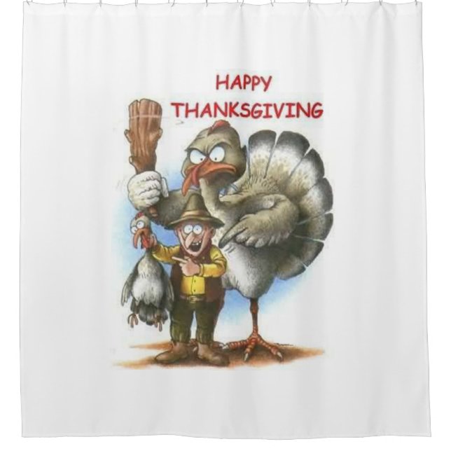 Happy Thanksgiving Ratet Wer Duschvorhang (Vorderseite)