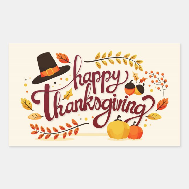 Happy Thanksgiving Rechteckiger Aufkleber (Vorderseite)