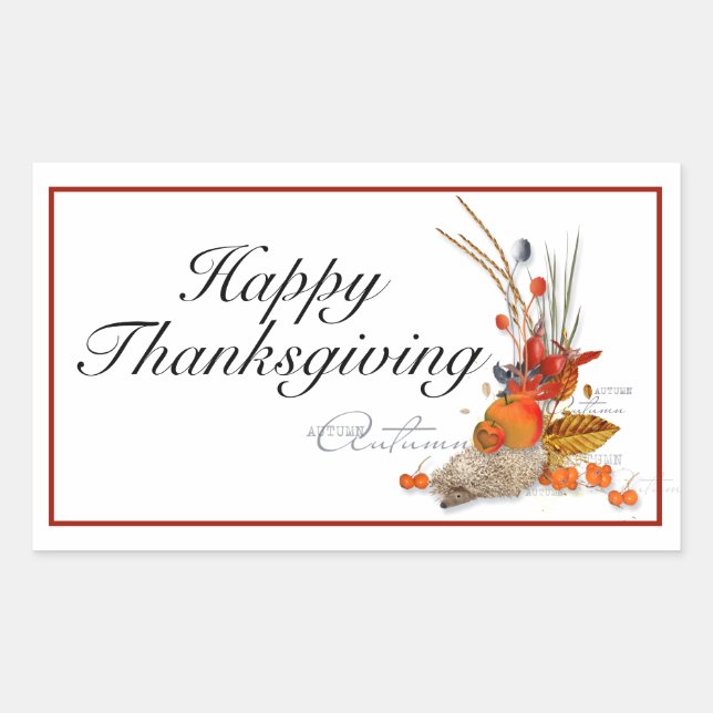 Happy Thanksgiving Rechteckiger Aufkleber (Vorderseite)