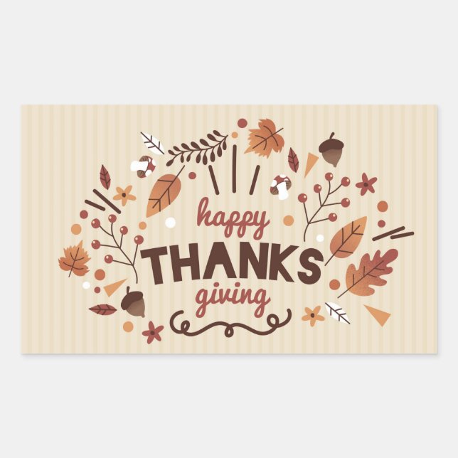 Happy Thanksgiving Rechteckiger Aufkleber (Vorderseite)