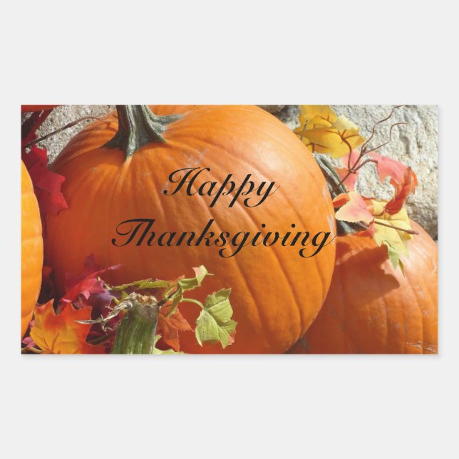 Happy Thanksgiving Rectangle Pumpkin Stickers (Vorderseite)