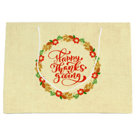 Happy Thanksgiving Red Gold Wreath Große Geschenktüte