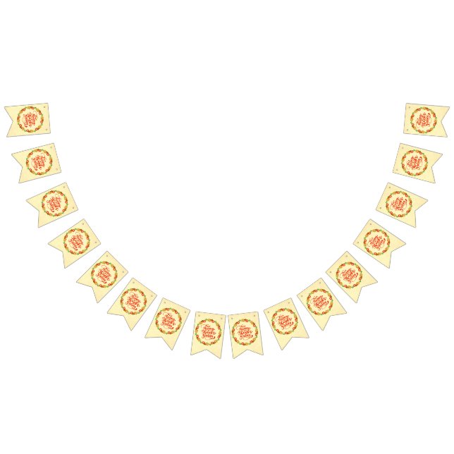 Happy Thanksgiving Red Gold Wreath Wimpelkette (Alle)