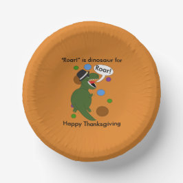 Happy Thanksgiving Roar Dinosaur Niedlich Personal Pappteller