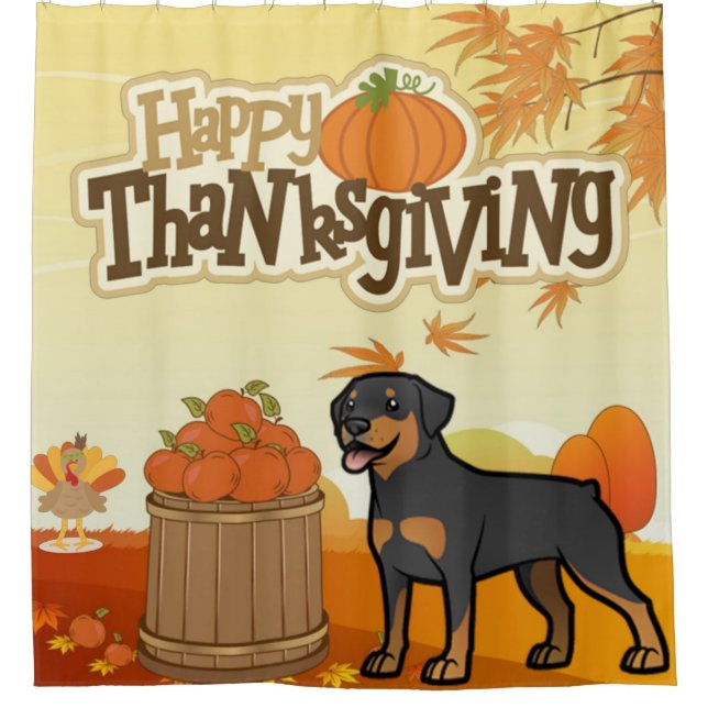 Happy Thanksgiving Rottweiler Duschvorhang (Vorderseite)