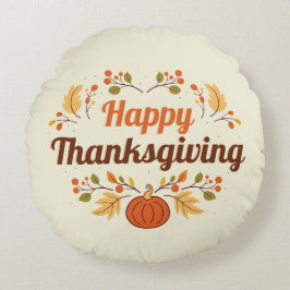 Happy Thanksgiving Round Pillow Rundes Kissen