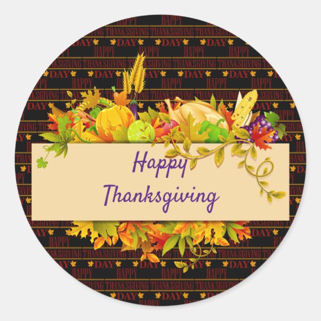 Happy Thanksgiving Runder Aufkleber (Vorderseite)