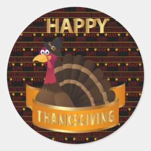 Happy Thanksgiving Runder Aufkleber