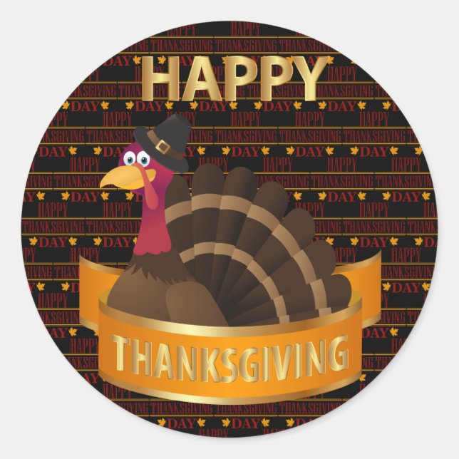 Happy Thanksgiving Runder Aufkleber (Vorderseite)