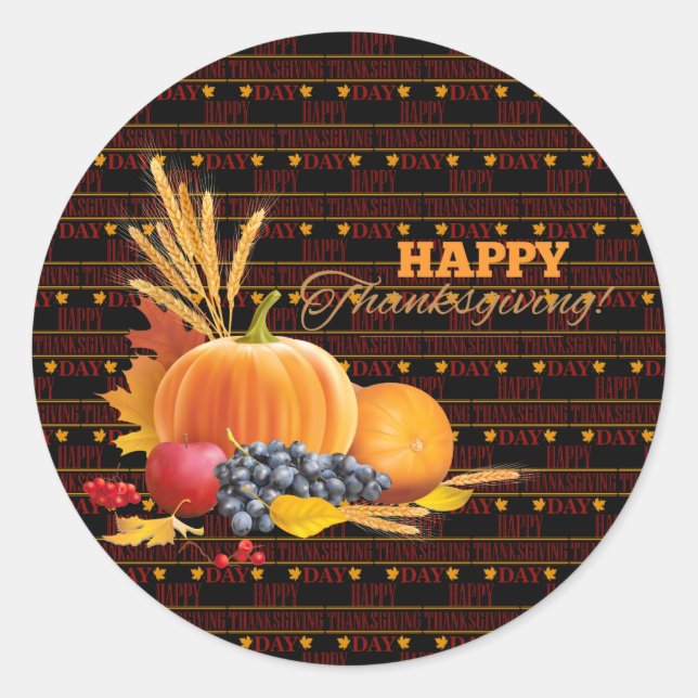 Happy Thanksgiving Runder Aufkleber (Vorderseite)