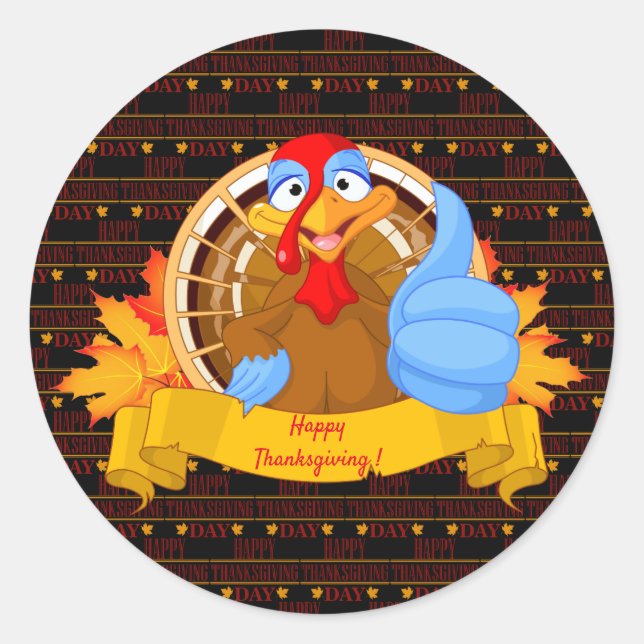 Happy Thanksgiving Runder Aufkleber (Vorderseite)