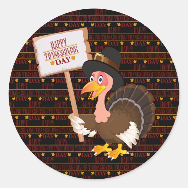 Happy Thanksgiving Runder Aufkleber (Vorderseite)