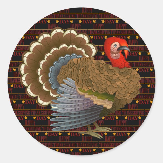 Happy Thanksgiving Runder Aufkleber (Vorderseite)