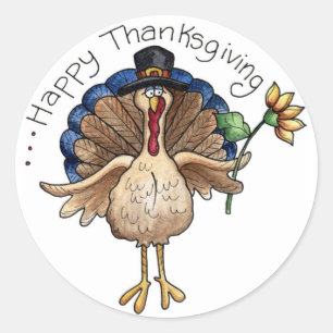 Happy Thanksgiving Runder Aufkleber