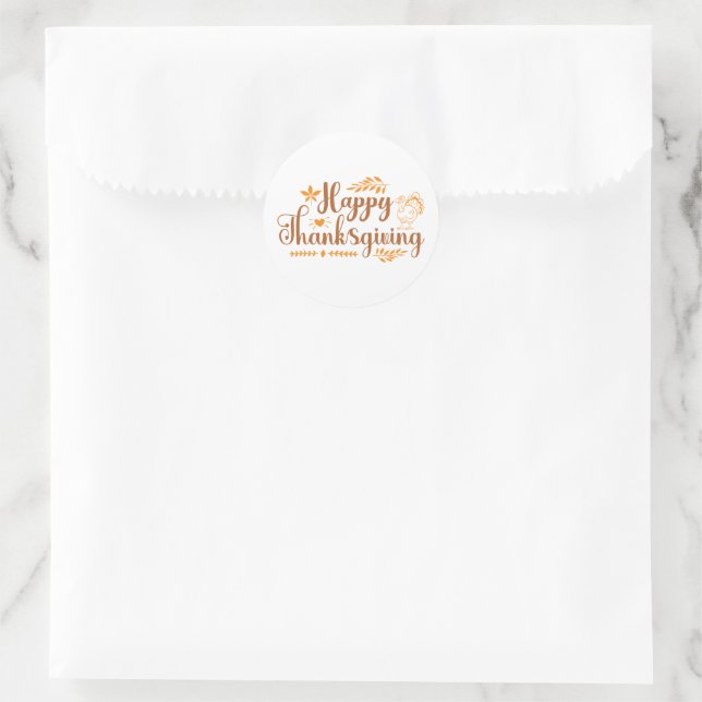 Happy Thanksgiving Runder Aufkleber (Tasche)