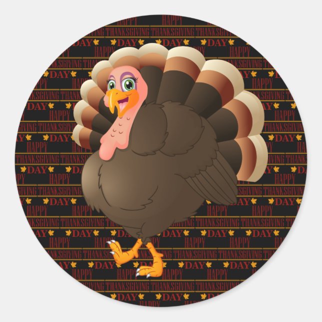 Happy Thanksgiving Runder Aufkleber (Vorderseite)
