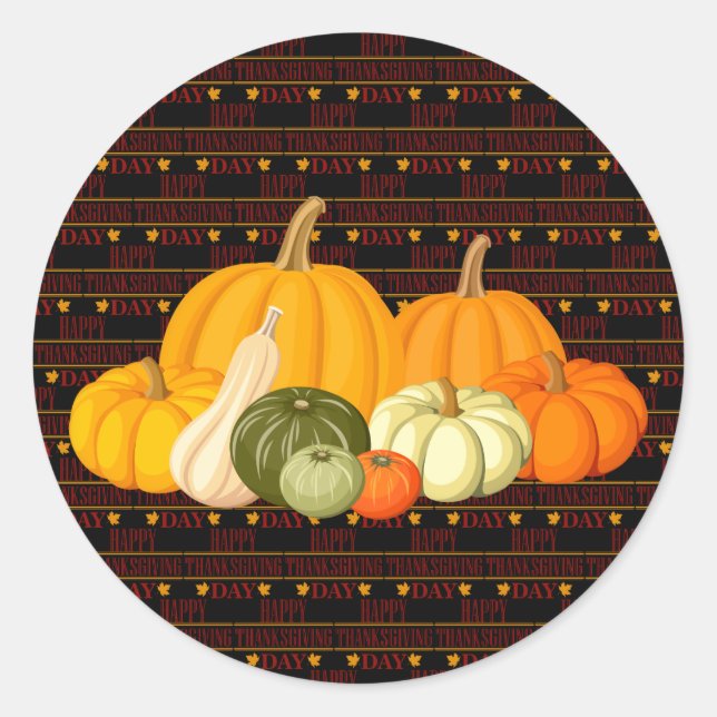 Happy Thanksgiving Runder Aufkleber (Vorderseite)