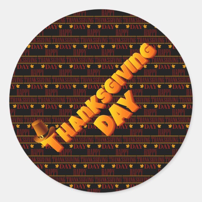 Happy Thanksgiving Runder Aufkleber (Vorderseite)