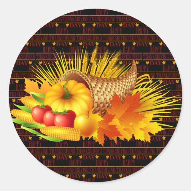 Happy Thanksgiving Runder Aufkleber (Vorderseite)