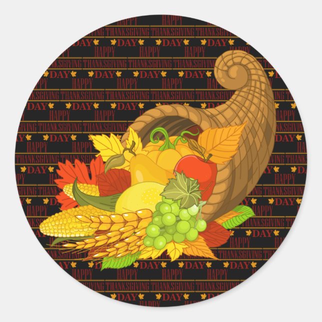 Happy Thanksgiving Runder Aufkleber (Vorderseite)