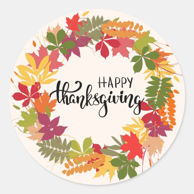 Happy Thanksgiving Runder Aufkleber (Vorderseite)