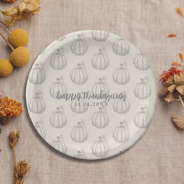 Happy Thanksgiving Rustic Pumpkin Erntedank Pappteller (Happy Thanksgiving Rustic Pumpkin Thanksgiving Paper Plate)